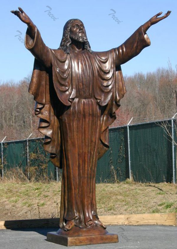 Large bronze religious statues of life size jesus open arms designs for