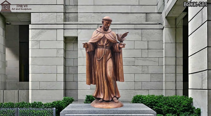 Life-Size Bronze St Francis Sculpture Outdoor Church Decor