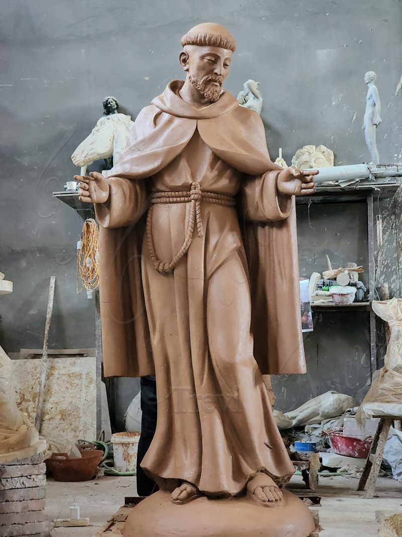 Life-Size Bronze St Francis Sculpture Outdoor Church Decor 1